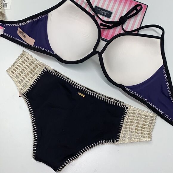 🔥🏖VICTORIA SECRET  swimsuit The Fabulous/push-up  cheeky  green/purple New - Picture 6 of 8